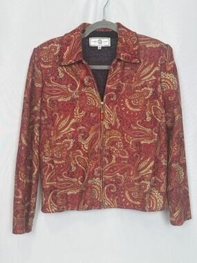 Vintage St. John Sport Marie Gray Paisley Tapestry Jacket Sz S